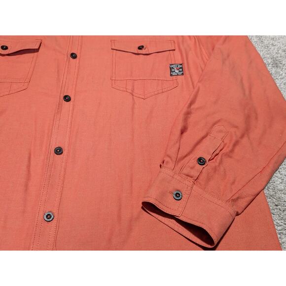 Enyce Button-Up Shirt Women's Size 4x Orange Long Sleeve Collared Cotton Blend - Picture 3 of 6